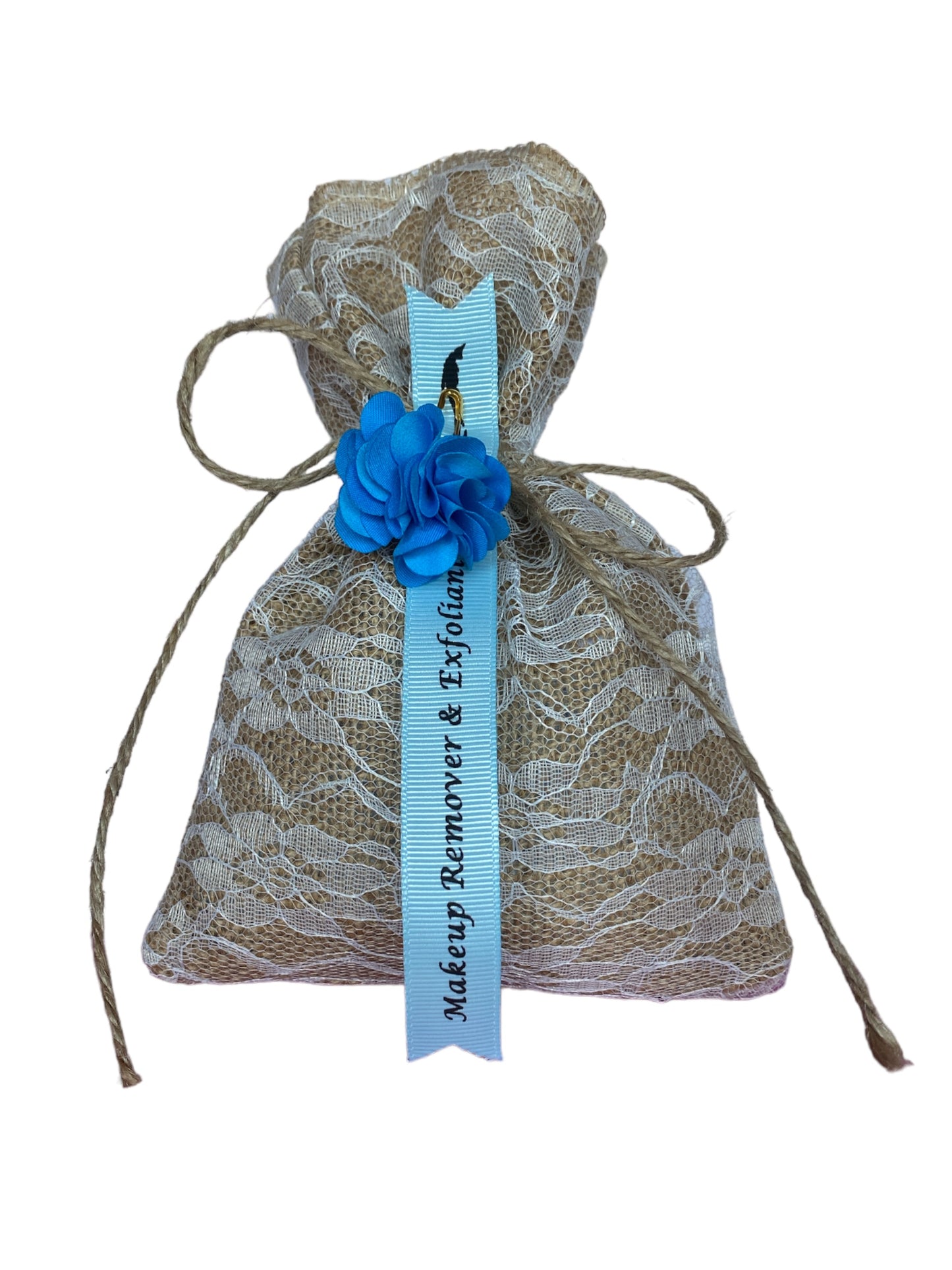 SMALL WASHDOLLY BURLAP LACE BLUE